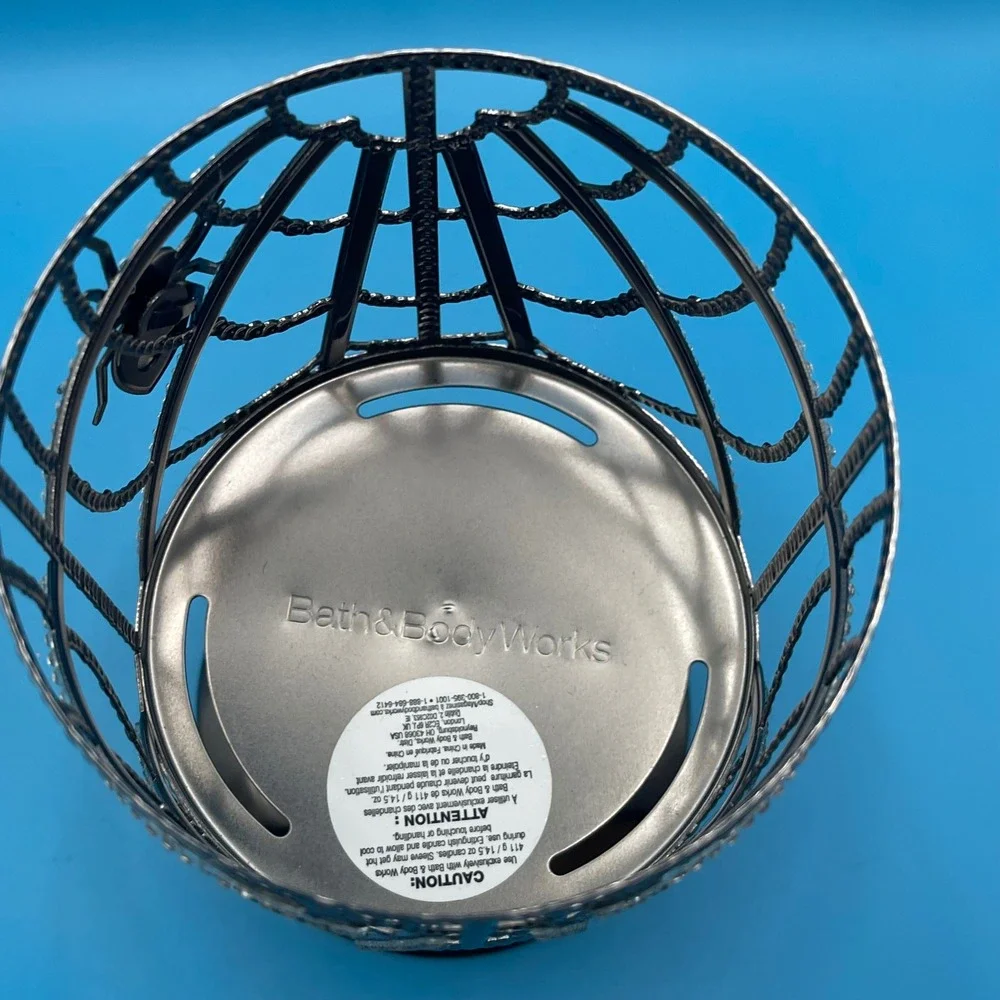 Bath Body Works Spider Web‎ Pedestal Candle Holder Black Rhinestone Halloween